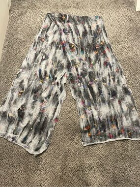 Multicolor Felted Wool and Silk Scarf Handmade in Nepal